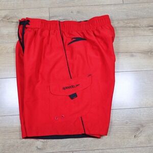 Speedo Mens Red Swim Trunks Cargo Pocket Board Shorts Size Large